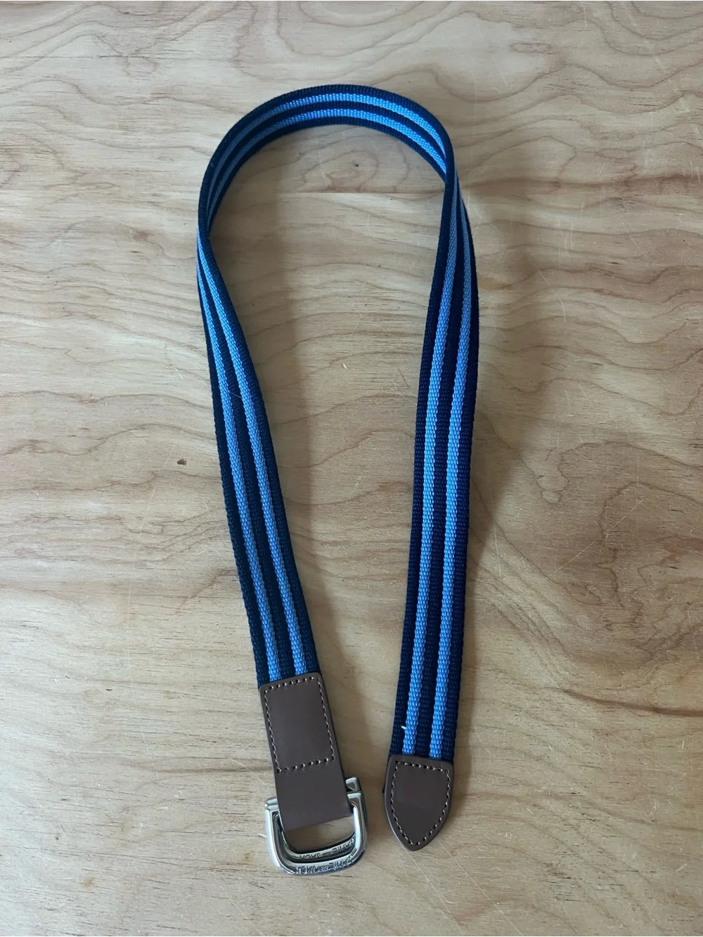 Janie and Jack Blue Striped Canvas Belt, Size 6-8